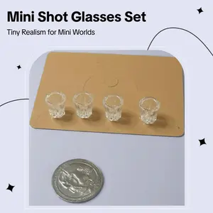 Set of 4 Miniature Shot Glasses | Dollhouse Mini Bar Accessories | Resin & Miniverse Remix Supplies
