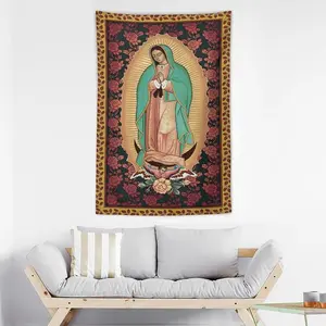 Tapestry  Our Lady of Virgin Mary Immaculate Conception Tapestry Virgen De Guadalupe Wall Hanging Art for Church Bedroom Living Room Dorm Home Decor. Multiple sizes are available for selection. Decoration Style