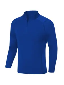 Men's Long Sleeve Quarter Zip Fleece Lined Running Shirt, Moisture-Wicking Quick-Dry Pullover, Slim-Fit Sportswear Top, High Performance Activewear for Outdoor Workout