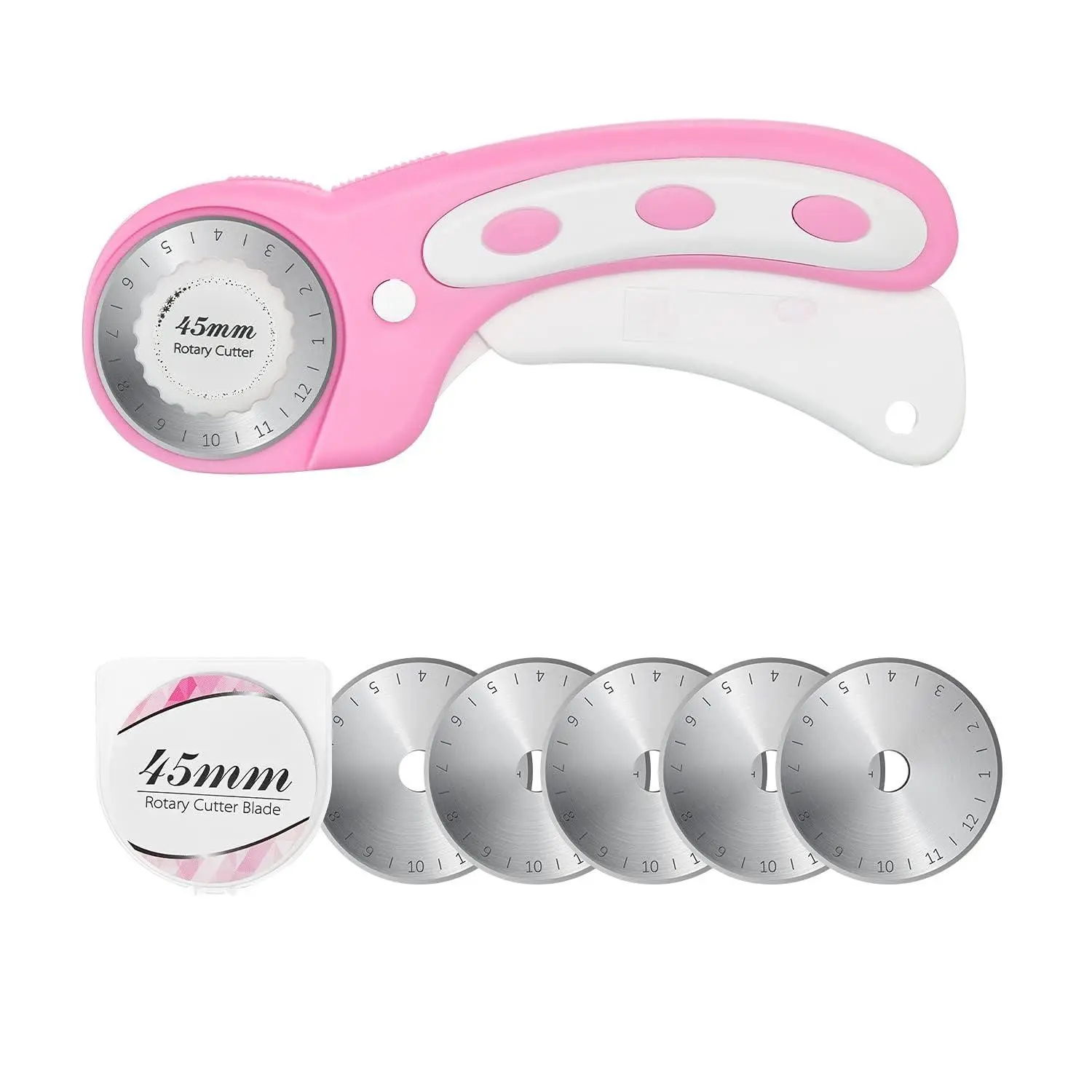 Rotary cutter with 5 extra blades, ergonomic handle rolling cutter