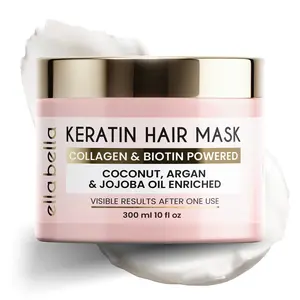 ELLA BELLA Keratin Hair Mask – Deep Conditioning Hair Treatment & Hair Repair Mask for Dry, Damaged, Curly, and Color-Treated Hair – Hydrating Deep Conditioner for Softness, Shine & Growth