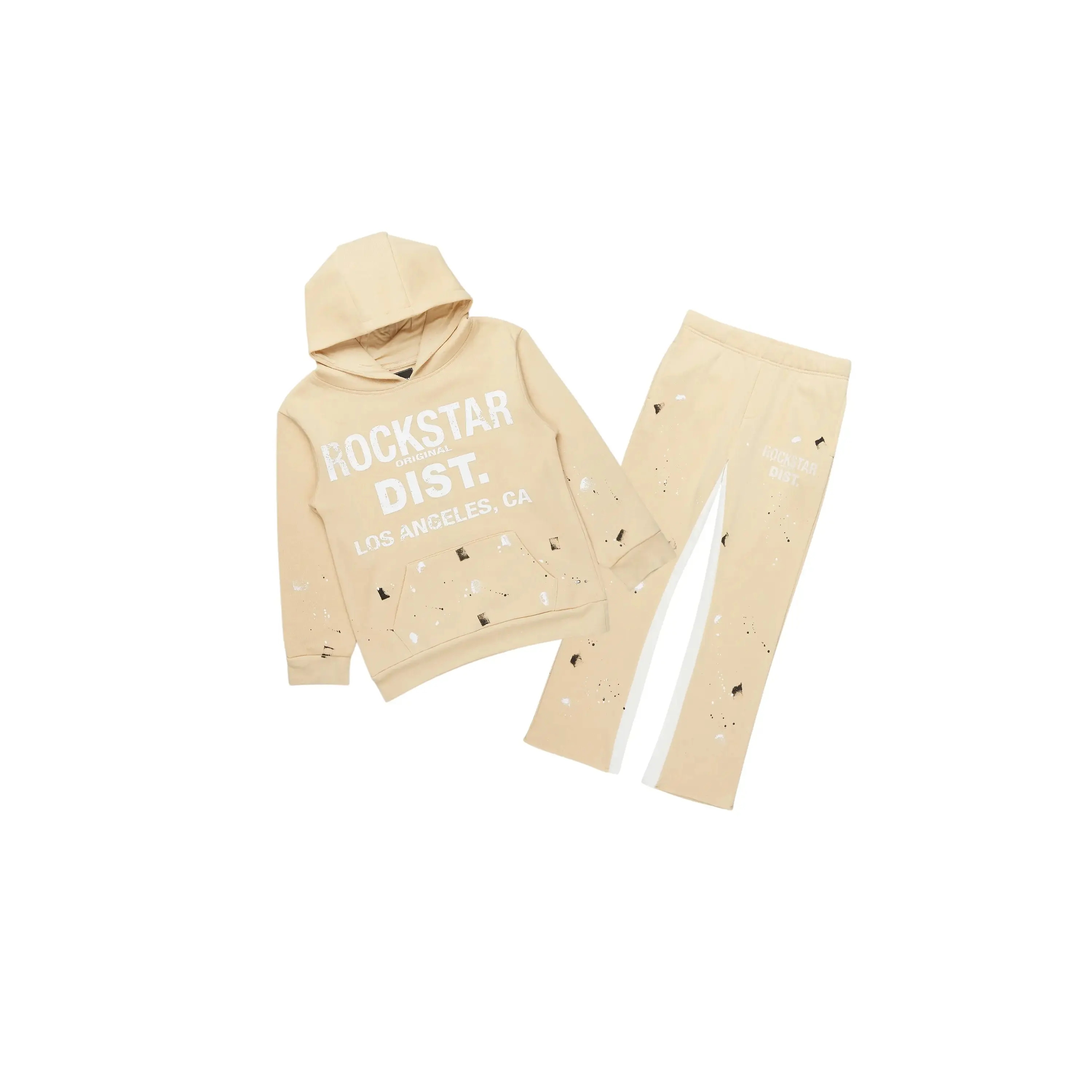 Boys Scottie Beige/White Baggy Stacked Track Set