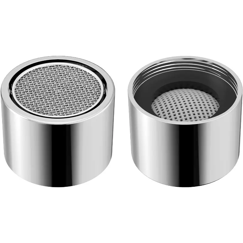 Chrome Brass Female Faucet Aerator Filter - 55/64in-22mm with Gasket, Bathroom Fixtures, Plumbing Accessories, Accessories for Plumbing (2 Count) for Kitchen & Bathroom Sinks
