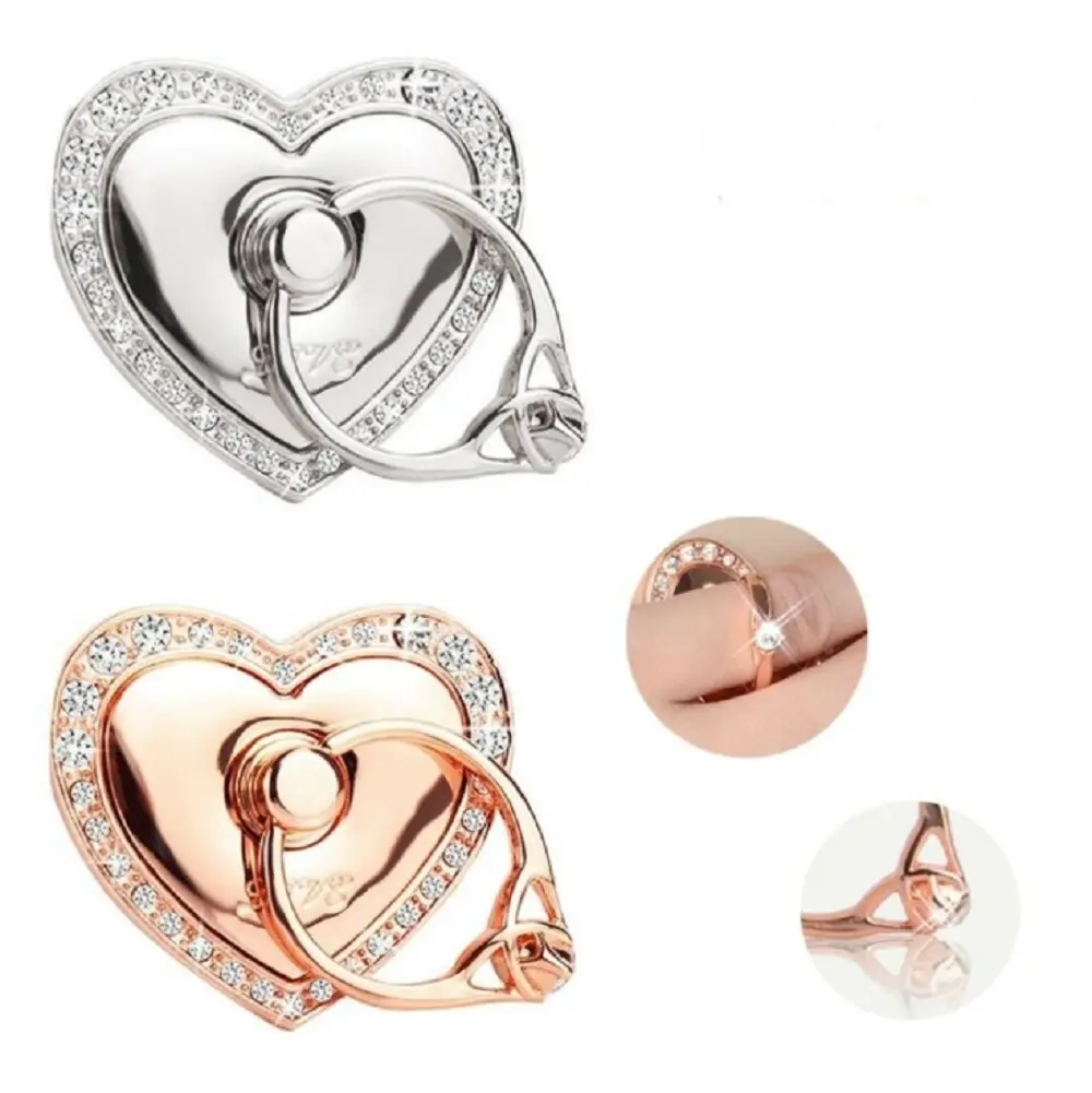 TIKA 2-Pack 360° Rotating Heart Shape Phone Ring Holder Grip and Kickstand for Smartphones