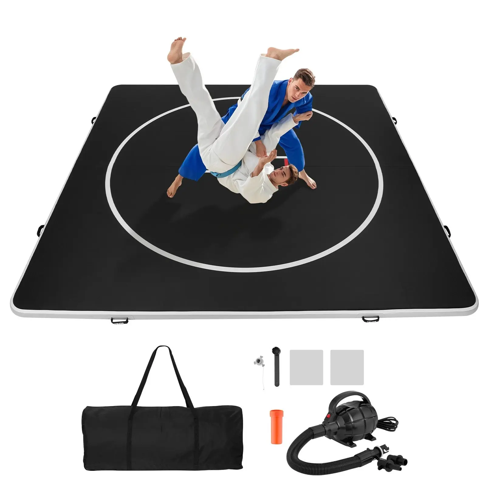 Inflatable Wrestling Mat For Home Gym And Martial Arts Training, 13 X 13 Feet, Durable Air-Filled Gymnastics And MMA Jiu Jitsu Practice Mat, Safe Non-Slip Surface, Easy Inflate And Deflate, Ideal For Training And Sparring