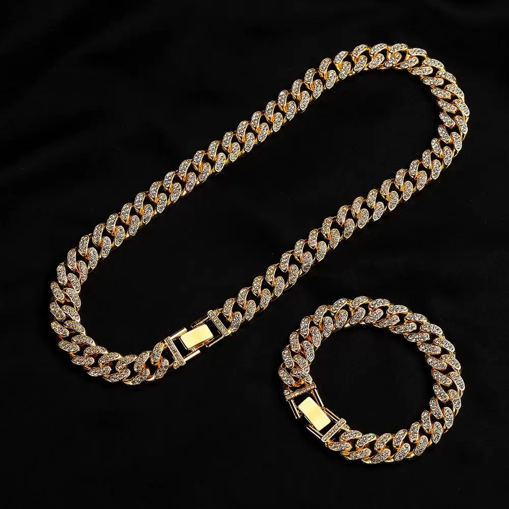 14K gold plated cubic zirconia bracelet necklace set