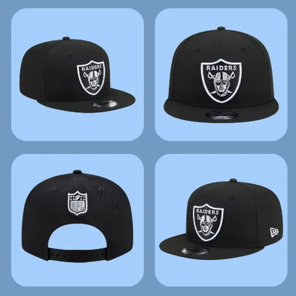 New Era Las Vegas Raiders Hat – NFL Football Team Snapback Cap, Black Flat Bill Adjustable Baseball Hat, Sports Streetwear Fashion