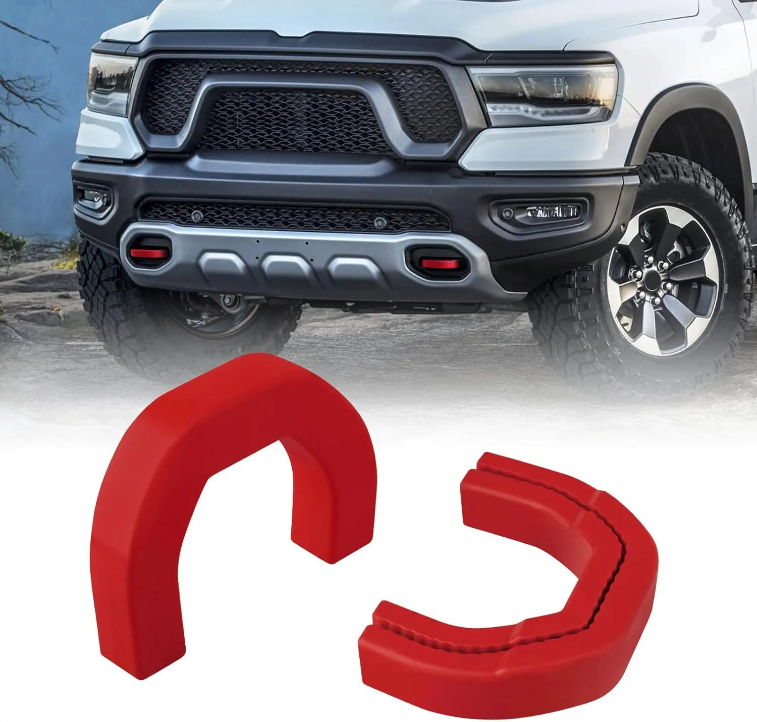 Front Tow Hooks Covers Hitch Cover customized Car Tow Hooks Compatible with RAM 1500 Accessories 2019-2025|Red (Not Fit for RAM 1500 Classic,Warlock,RAM 2500,RAM 3500)