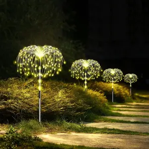 Solar Powered LED Firework Shaped Light, 4 Counts Waterproof Outdoor Garden Light, Decorative Light for Pathway, Lawn, Patio, Christmas Decorative Light, Solar Garden Lights