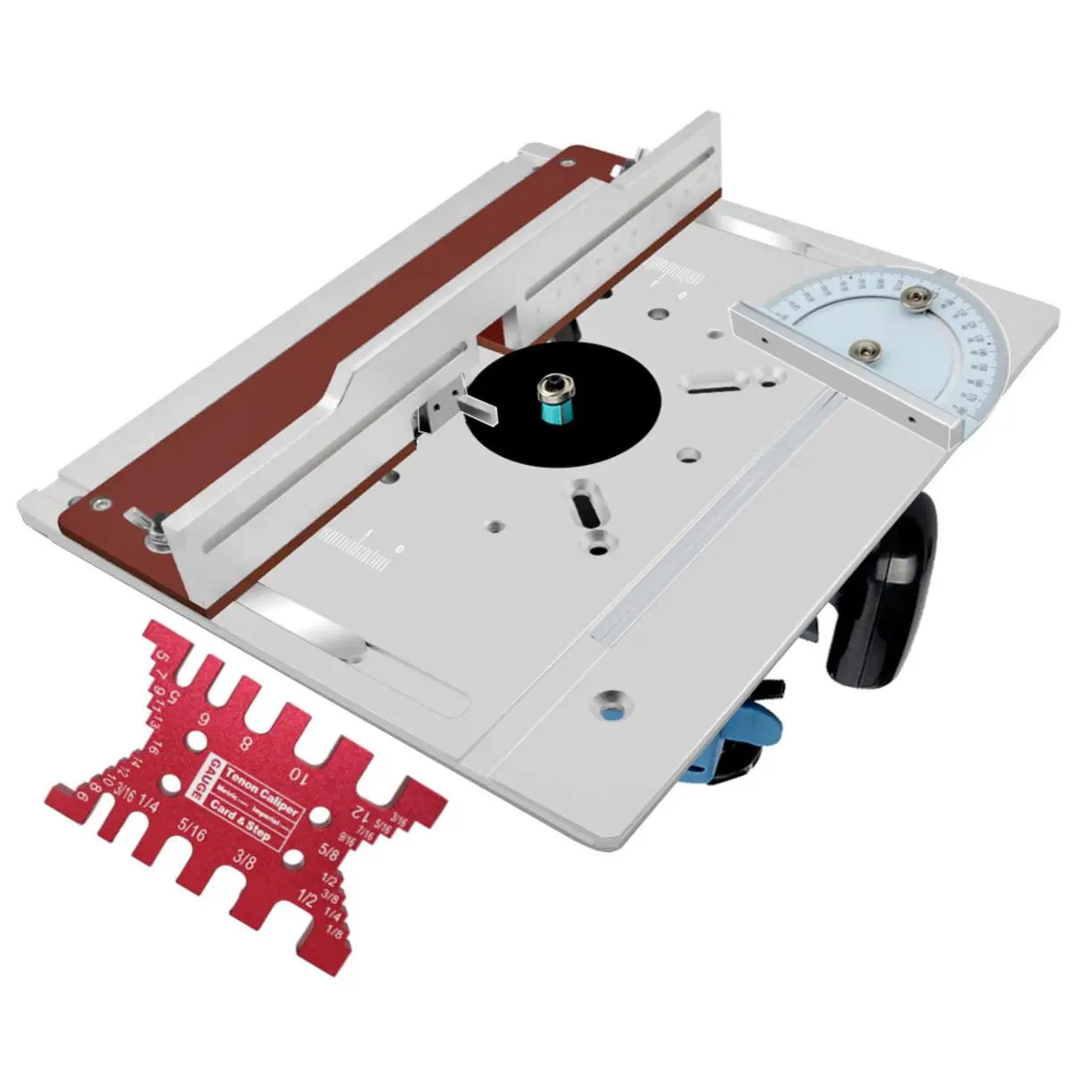 Aluminum Router Table Insert Plate with Sliding Tenoning Fence, Electric Wood Milling Flip Board with Miter Gauge Guide Kit, Woodworking Slotting, Cutting, Grooving, Chamfering, Trimming DIY Tools, Hardware