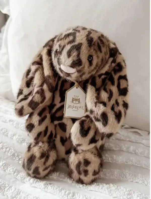 Authentic Jellycat Leopard Print Bunny Plush – Genuine Soft Spotted Rabbit Stuffed Animal with Long Floppy Ears, Cute Collectible Cuddle Toy with Gift Bag for Birthday, Kids & Plush Lovers