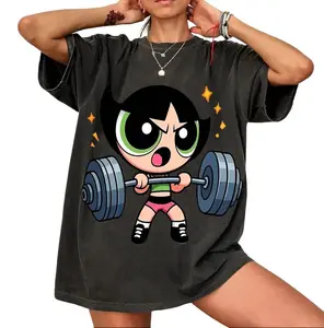 Cute Powerpufff Buttercup Strong Girl Gym Graphic T-Shirt, Y2K #Powerpuf Fitness, Workout Shirt, Trending 2026, Weightlifters, Bodybuilding Shirt, Pump Cover Gym Tee for Men Women