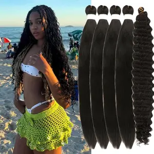 Black Braiding Hair Pre stretched Jet Black Boho Hair for Braiding Synthetic Hypoallergenic Crochet Boho Braids Ez Braid Knotless Curly Deep Wave Curls