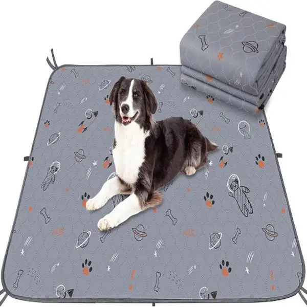 UPSKY Washable Reusable Puppy Pee Pads - Leakproof TPU Lining, Super Absorbent, Non-Slip Bottom, Strap Fixings, Odor Control, Kennel Training Mats for Crate, Car Travel (18"x24"/36"x41") Whelping Mat