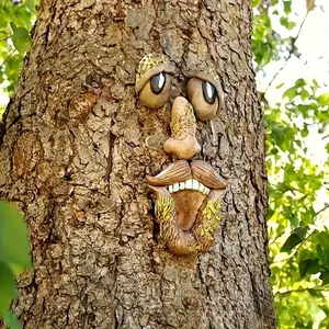 Tree face and strange facial features resin ornaments Easter outdoor Garden Sculptures Statues Garden Tortoise Statue creative resin crafts are exquisitely decorated.