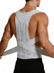 1 Count Unisex Breathable Comfort Posture Corrector Girdle, Black & Gray Invisible Spine Alignment Support Shapewear Belts, Adjustable Shoulder Strap Waist Trainer, Slouching Correction Posture Improving Waist Cincher, Ideal for Outings & Valentine's Day