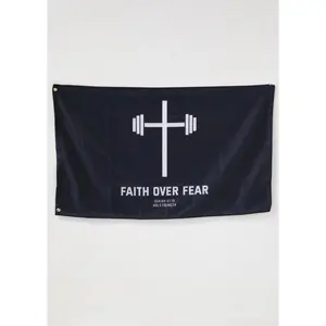 Faith Over Fear Tapestry, Home Bedroom Decor Wall Hanging Banner, Gift for Boyfriend
