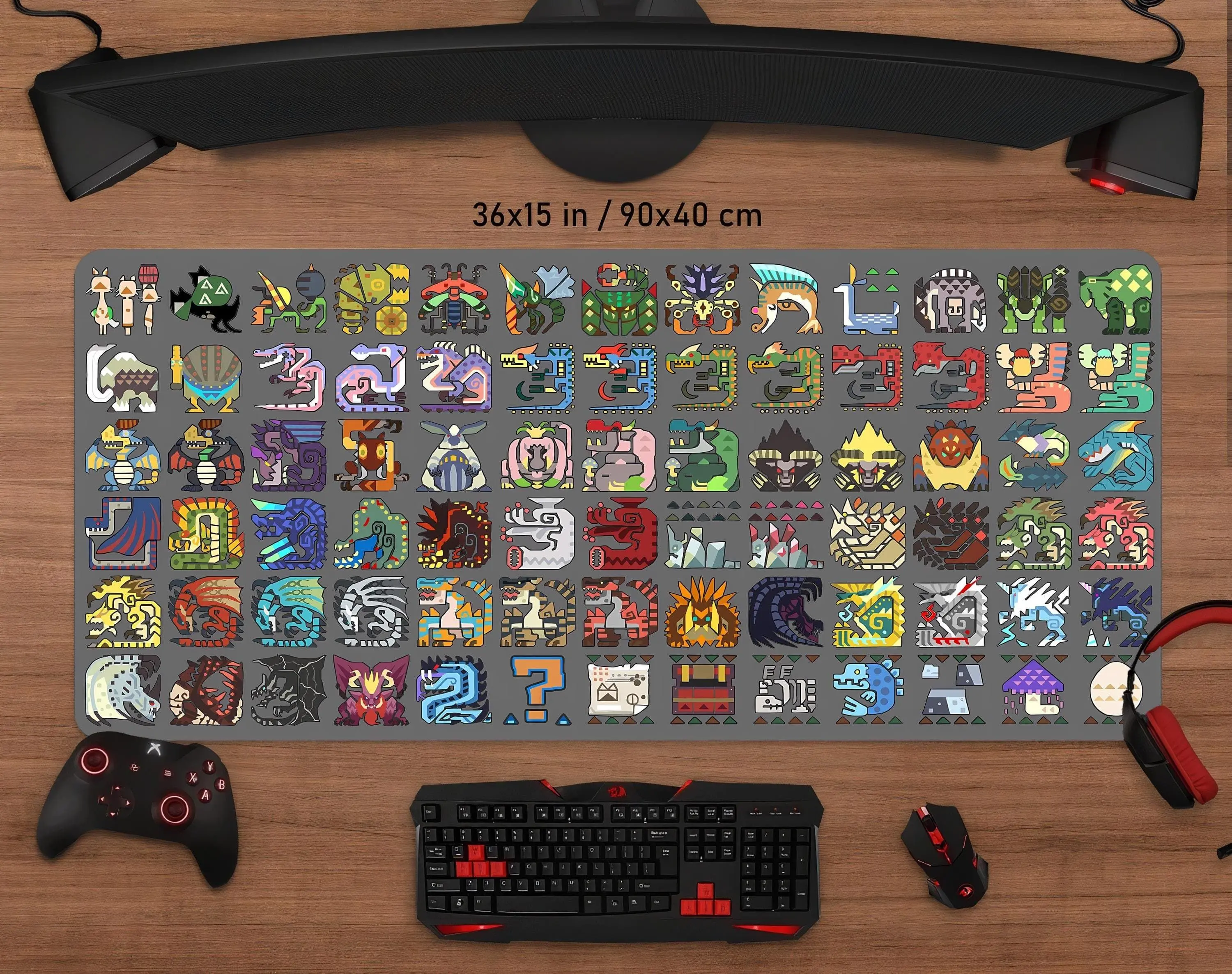 [Sale off up to 65%][Free Ship] Monster Hunter Icons Mouse Pad • Personalized Printing • Gaming Mouse Pad • Customized Mouse Pad • Game • Anime • Desk Mat