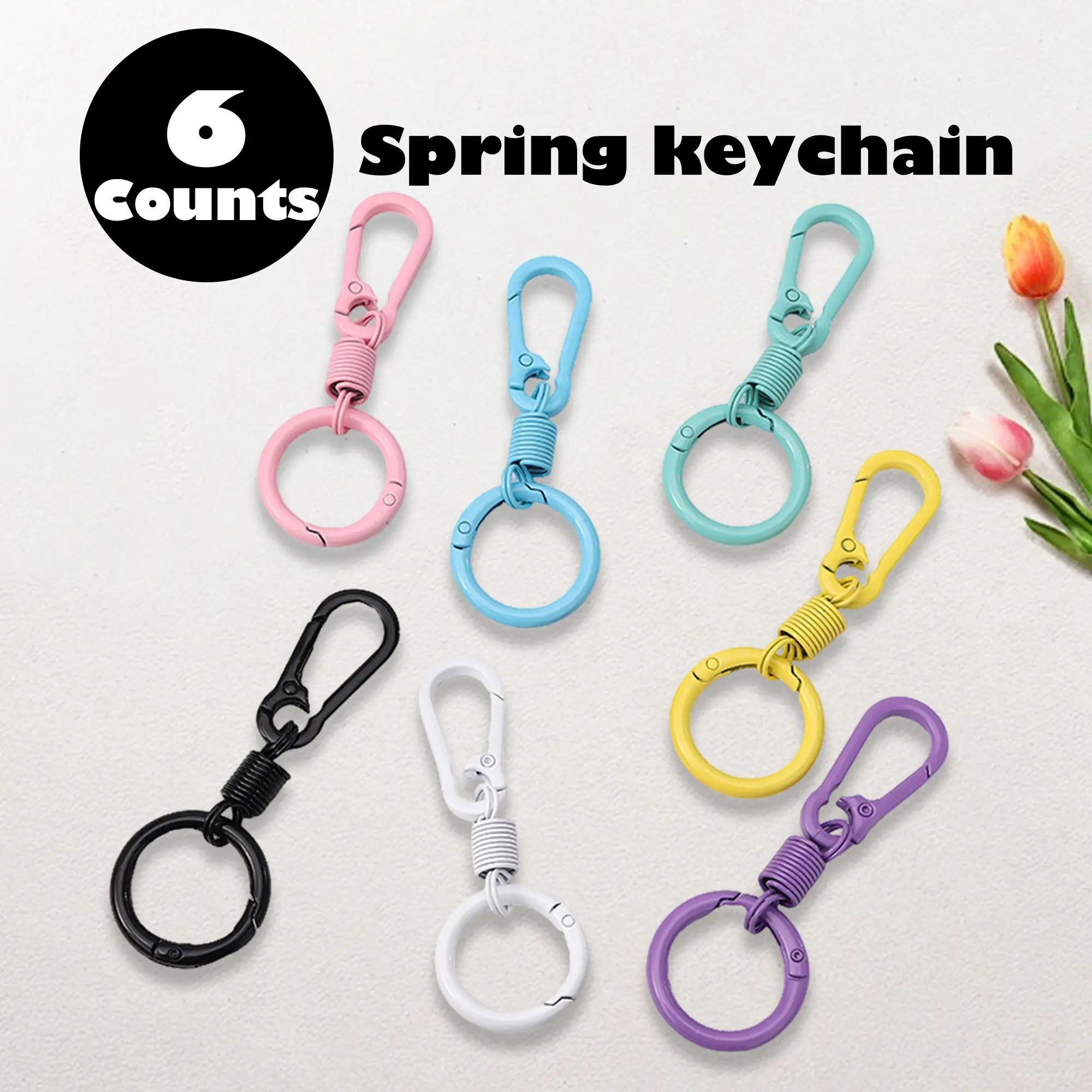 6 Counts Quick Release Metal Keychain Clip, Assorted Color Key Rings with O-Rings for Keys, DIY Crafts & Organizers