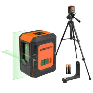 JORGENSEN Laser Level with Tripod, 100 FT Dual Modules Self Leveling Cross Line Laser Leveler Tool with 360° Magnetic Base, Green Laser Level for Picture Hanging, Tile, Home Renovation, Indoor Project