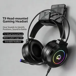 Stereo gaming headphones for PS4, PC, Xbox One, PS5 game console, PC and laptop, headphones with microphone, LED lights, 7.1 surround stereo, wired headphones, RGB lighting, USB-A, high-resolution studio monitoring/mixing/DJ stereo headphones