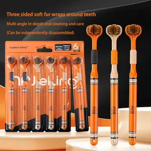 6-Pack【Three-sided soft-bristled toothbrush】Three-sided soft-bristled toothbrush, soft bristles, cleans gums, 360° cleaning without dead ends, can gently care for gums and clean tongue, used for deep oral cleaning, suitable for daily home care.