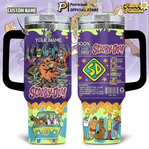 Personalized Custom Name Scooby Doo Spooky Mystery Machine Halloween Tumbler 20oz-40oz Stainless Steel, Double Wall Insulated, With Handle & Straw – Funny Gift for Scooby Doo Lovers & Fans