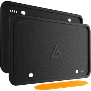 Silicone License Plate Frames Black, 2 Pack Car License Plate Frame, Universal US Black License Plate Holders Brackets Rust-Proof, Weather & Rattle-Proof, Car Accessories