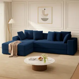【3 Packages shipping】Sectional Cloud Couches with L Shaped Chaise, Extra Large Sleeper Couch Reversible Corduroy with 8pcs Pillows for Living Room, Bedroom