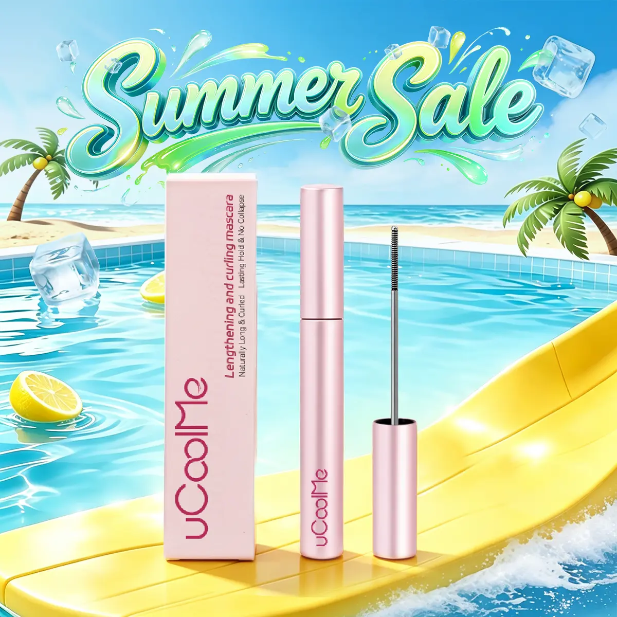uCoolMe Lengthening Curl Mascara - 3D Black Waterproof Sweatproof Mascara, 24-Hour Long-Lasting Volume, Natural Looking Extension, Lash-Thickening, Ultra-Fine Cosmetic for Summer Glow-Up Makeup, Lengthening Mascara