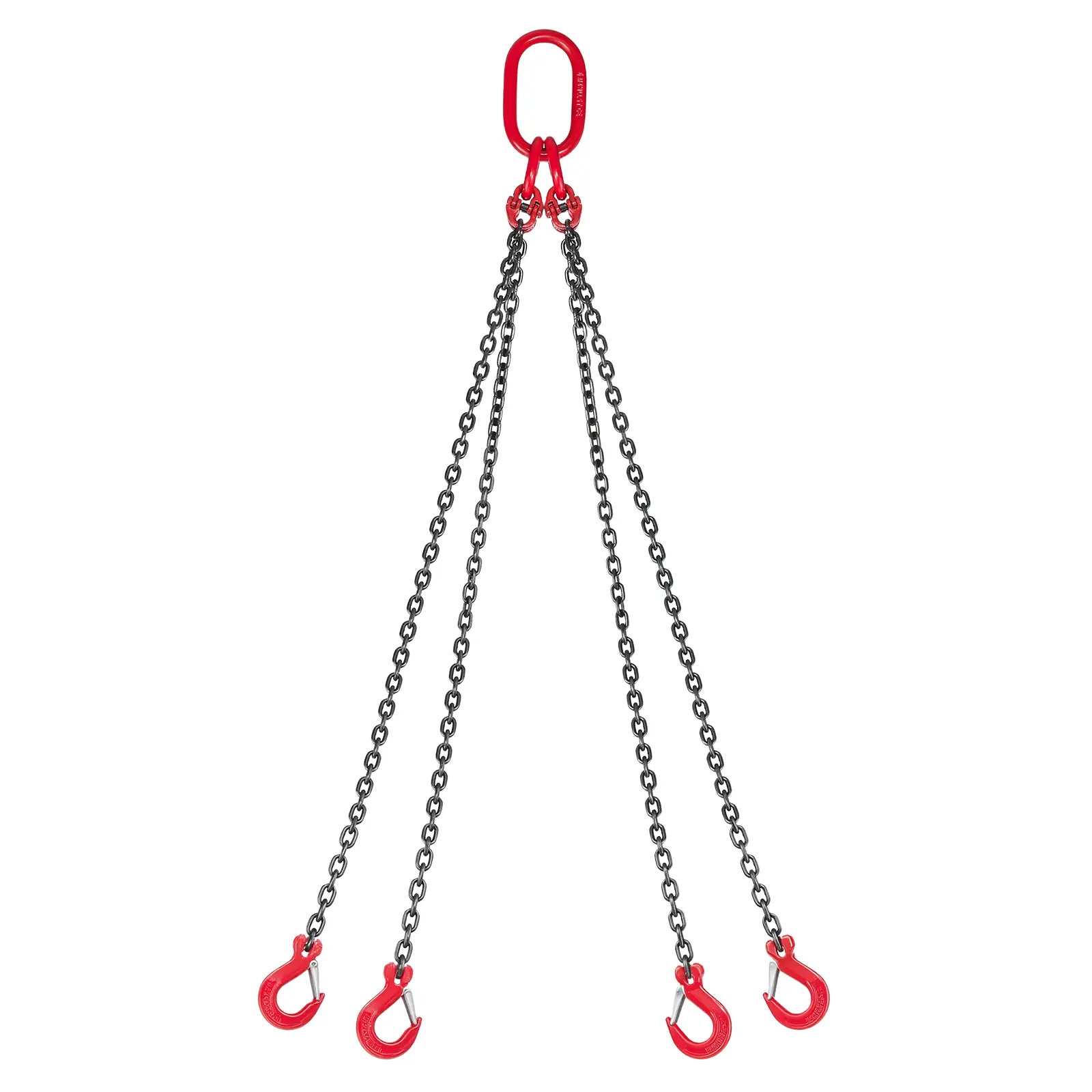 【toolupgrade】VEVOR G80 Steel Chain Sling, 1/4 in x 5 ft 4-Leg Lifting Chain with Grab Hooks, 6600 lbs Capacity, Anti-Rust Coat, Adjustable Engine Hoist for Construction Cargo Security Towing, Building