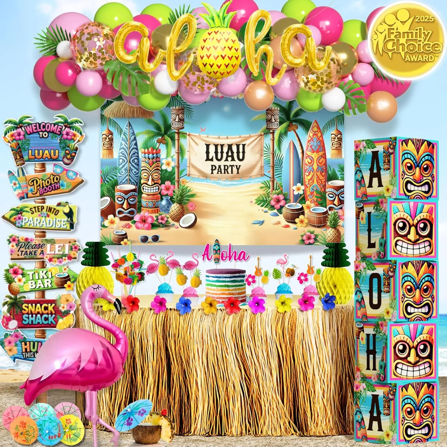 Luau Birthday Party Decor Set – Tropical Aloha