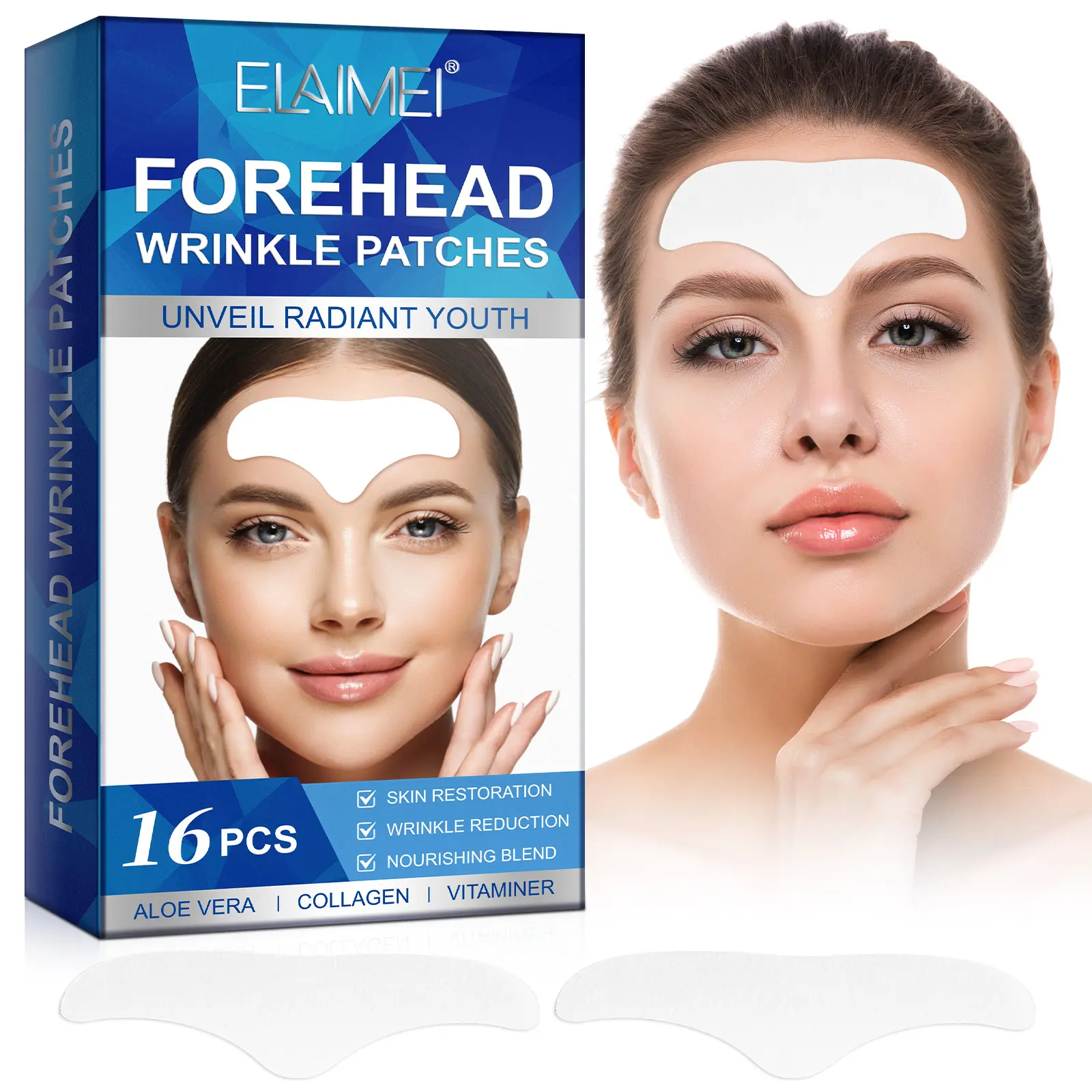 [NEW]ELAIMEI Forehead & Glabella Wrinkle Patches - Smoothes Fine Lines & Wrinkles, 16pcs Firming & Lifting Anti-Aging Patches, TikTok Viral Skincare Routine Staple, Daily, Anti-Aging Peptides Face Masks