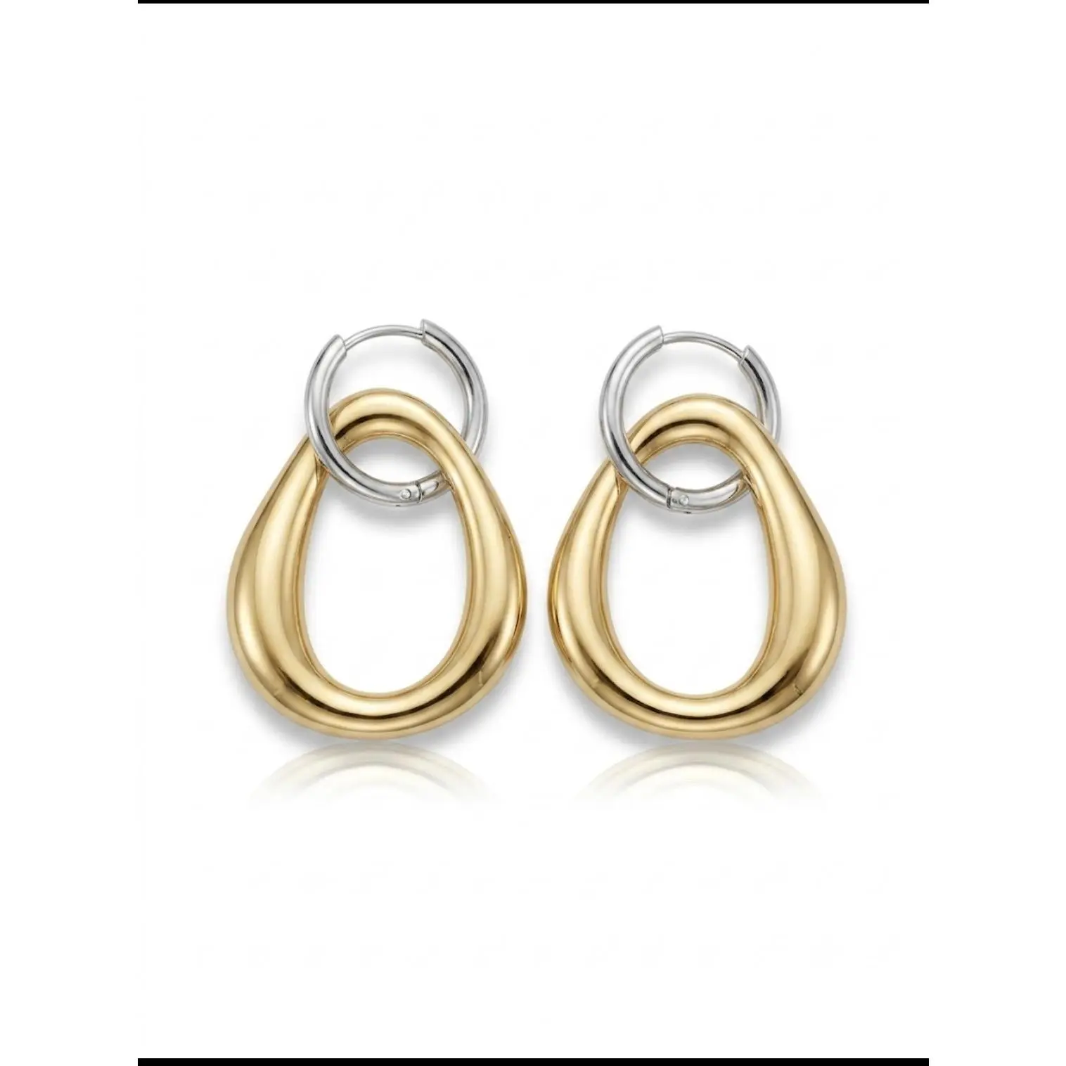 Elegant Gold and Silver Stainless Steal Double Hoop Earrings for Women - Modern Jewelry Accessory