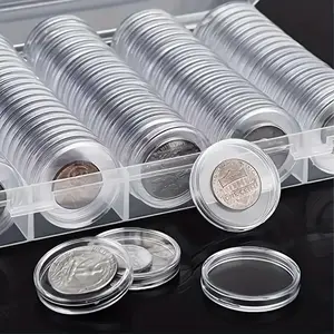 100 Transparent Capsule Boxes - Transparent Collection Coin Storage Box, With Multiple Compartments, Very Suitable For Souvenirs, Coin Collection Storage |   Transparent Storage Box |   Safe Closure Lid