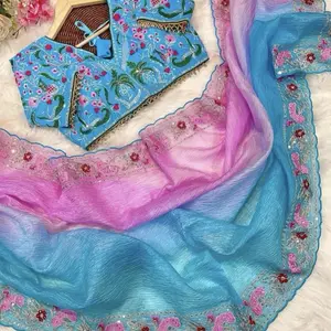 Beautiful tissue Saree with blouse size 38-42