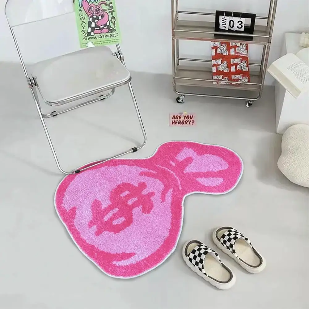 Creative Design Soft Plush Area Rug, 1 Count Irregular Non-slip Fuzzy Bedside Rug, Indoor Floor Mat for Kids' Room Bedroom Living Room Home Decor, Roo