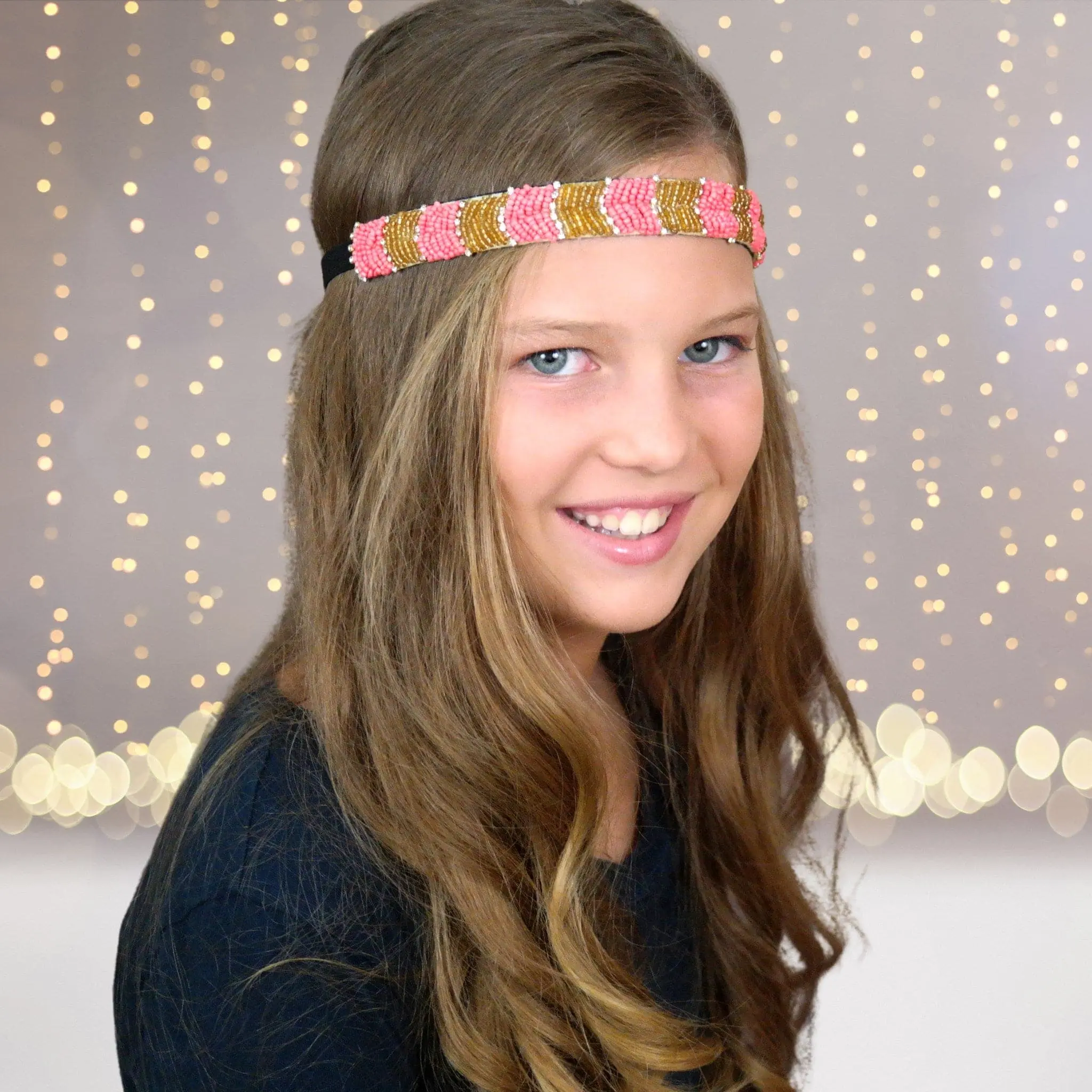 Female Bohemian Beaded Arrow Headband, Arrow Shape, Flexible Band, One Size