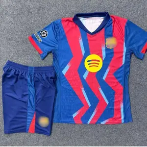 2025 2026 Home Short Sleeve Soccer Jersey Kit, Premium Fabric Match Style Set - Version Red Blue For Home Fans