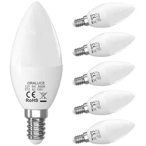 E12 LED Candelabra Light Bulbs 40 Watt Equivalent,Non-dimmable Chandelier Light Bulbs Type B for Ceiling Fan,6/12Pack