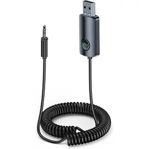 Aux Adapter for , AUX to  5.3 Receiver Hands-Free Calling, 3.5mm  Audio Receiver USB-, USB 2.0 to 3.5mm Jack Compatible with  Speakers/Home Stereo