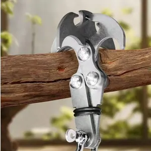 Stainless Steel Gravity Grappling Hook, Versatile with 4 Claws, Heavy-Duty Tree Climbing Gear with Secure Lock, Foldable Carabiner Hook, Multifunctional for Hiking, Camping, Survival