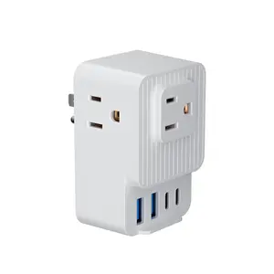 7 in 1 US Multi Plug Outlet Extender with 3 USB Ports for Cruise Dorm Travel Home Wall Charger Splitter