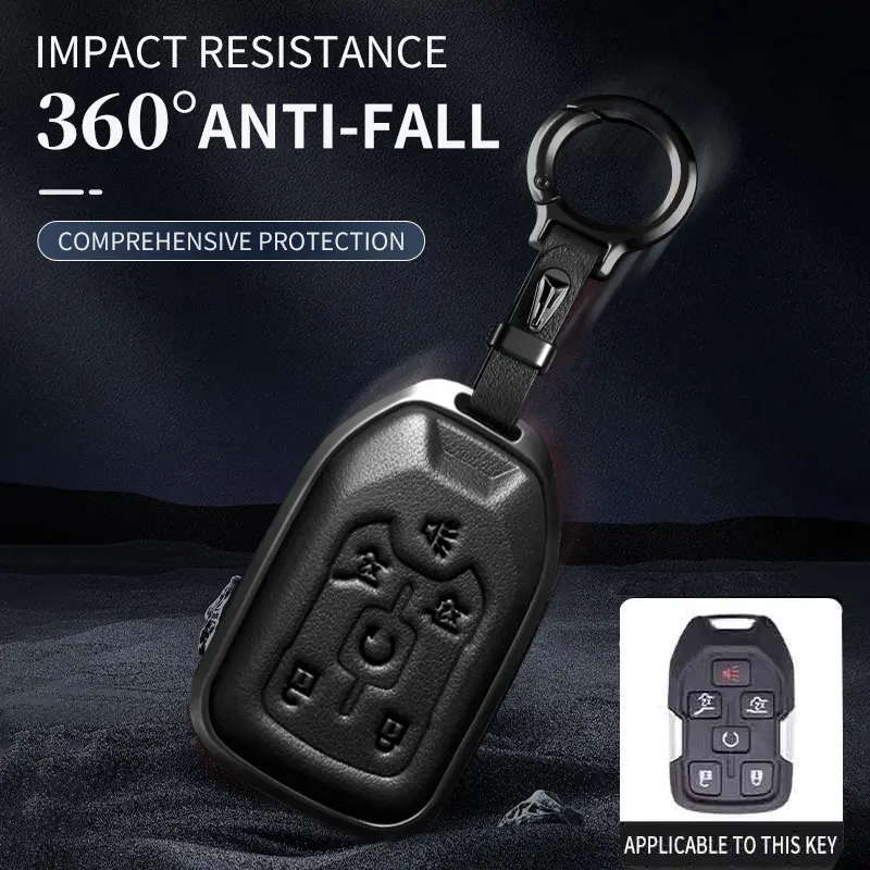 For Chevrolet Key Fob Cover Leather Car Suburban Tahoe 2015 2016 2017 2018 2019 2020 GMC Yukon Key Case Truck chevy 1500 accessories Car Key Protector Car Key Holder