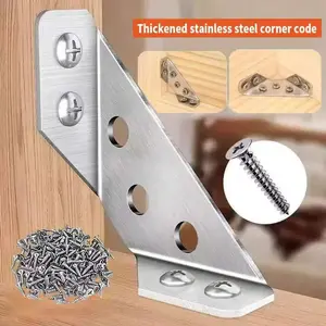 Furniture Corner Connector - 25PCS Universal Stainless Steel L Brackets for Wood,Hardware Metal Angle Bracket Corner Braces,L Bracket for Shelves,Table,Cabinet,Drawer,Corner Brackets for Wood