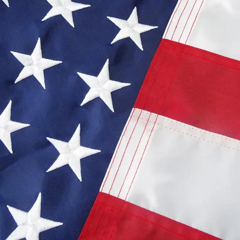 3x5 ft Nylon American Flag - Embroidered Stars, Sewn Stripes, Brass Grommets, UV Protected, Durable Patriotic Decoration Banner for Outdoor Home Supplies, Festive Gift, Patriotic Decoration Flags
