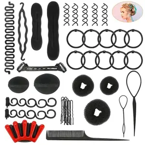 Women Girls Hairstyle Tool Set, Full Headband Curler+beauty Accessory, Heatless Styling Tools, Hair Curling Tool, Rat Tail Comb Type, Single Pack