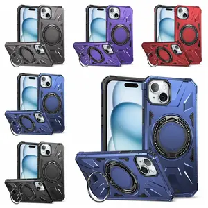 [LX]Defender MagSafe Magnetic Case Cover For Apple IPhone 16 / 15 / 14 / 13 / Plus / Pro / Pro Max / Shockproof Protection Ring Stand Kickstand Protector Phonecase