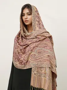 Women's Fashion Winter Scarf, Warm Jacquard Knit Headscarf, Stylish Autumn Accessory, Ladies' Cozy Neckwear for Cold Weather, Paisley Print Shawl, Boho Style Shawl