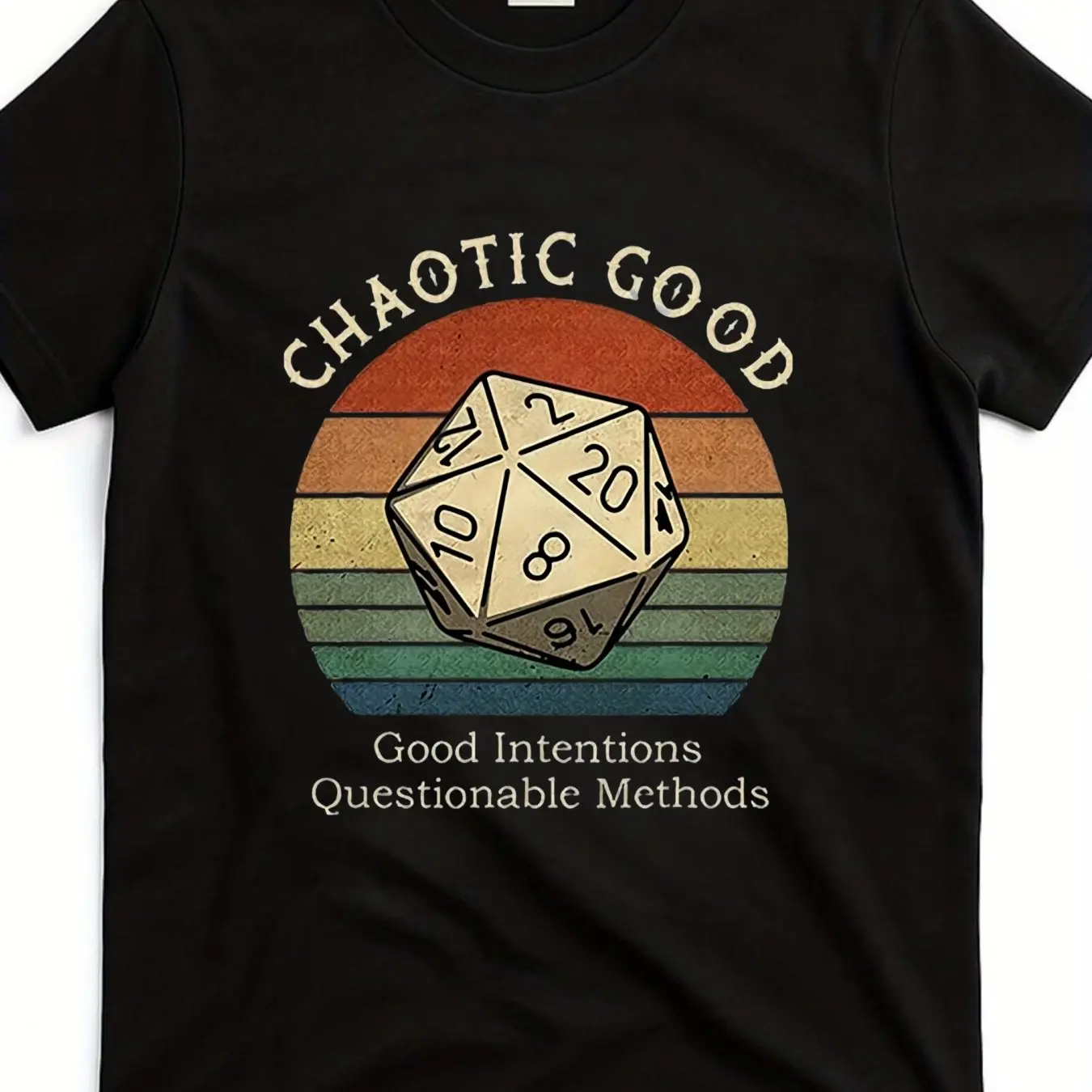Women's D&D Theme Distressed Effect Vintage D20 Dice Graphic Print T-Shirt - Short Sleeve, Round Neck, Soft, Casual, Wrap Design, Love-Inspired, Dungeons & Dragons Tabletop Game Themed Daily Wear for Enthusiasts